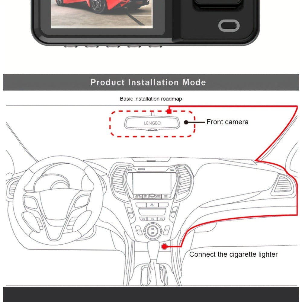 Three-Channel Dash Camera Kit with Front, Cabin and Rear Cameras plus Pictured 64 GB Card Pictured