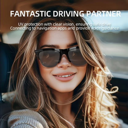 Smart Glasses Open-Ear Bluetooth Audio Eyewear with Built-In Speaker, Microphone and Black or White Frames