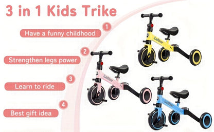 3-in-1 Toddler Balance Bike Convertible Tricycle for Kids Ages 2-5 with the Listed Color, Size or Set Options for Everyday Use