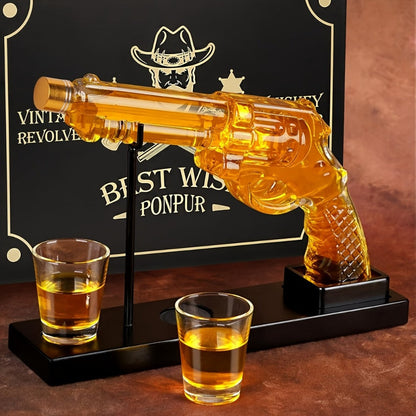 Gun Whiskey Decanter Set with Glasses Military Themed Liquor Dispenser AK47 M1911 Revolver for Entryways, Bedrooms and Living Spaces