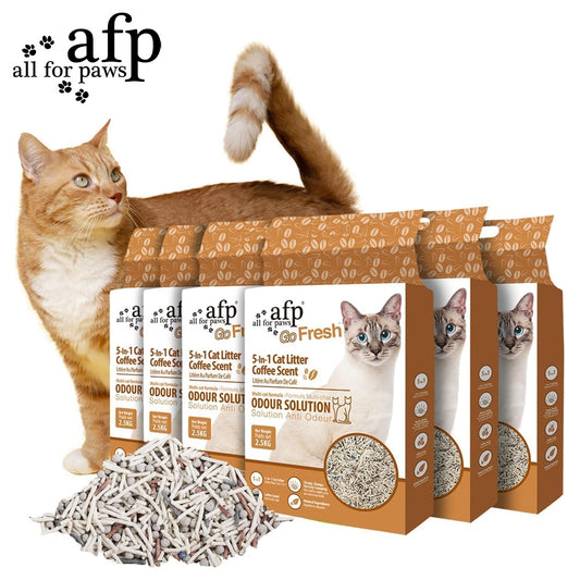 Tofu Cat Litter 33 lbs – Coffee Scent 5-in-1 Formula, Quick Clumping & Low Dust Cat Litter for Indoor Cats, 6 Packs x 5.5 lbs, Odor Lock