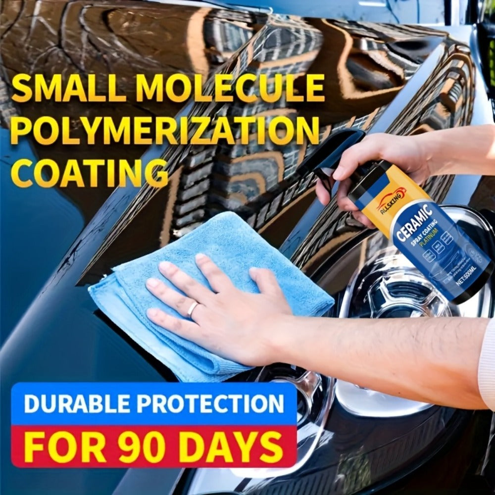 Ceramic Coating Spray for Cars – 3-in-1 Nano Polish, Scratch-Resistant Glossy Protective Layer, Compatible with All Paint Types