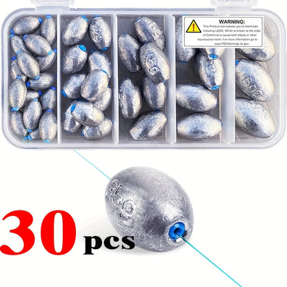 Lead Sinker Egg Weight Fishing Rig – Oval Elliptical Bass Casting Worm Bullet Tackle, Compatible with Saltwater & Freshwater Fishing