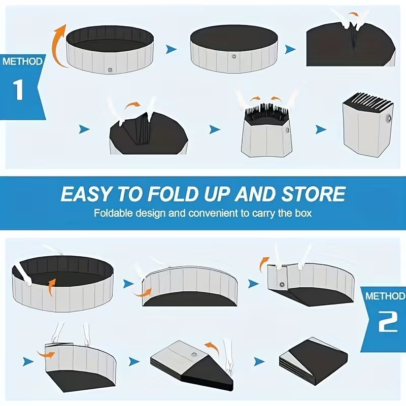 Large Dog Pool Foldable, 1mm Thick Durable Collapsible Plastic Pet Bathing Tub & Outdoor Swimming Pool for Large Dogs
