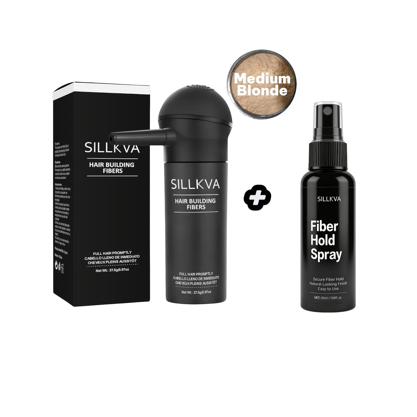 Hair Fibers Spray Applicator Kit Instant Thickness for Thinning Hair & Bald Spots SILLKVA for Makeup, Travel and Everyday Vanity Use