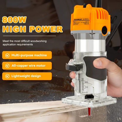 Wood Router 800W 35000 RPM Compact Electric Router Tool, 15-Piece 1/4" Bit Set for DIY Woodworking