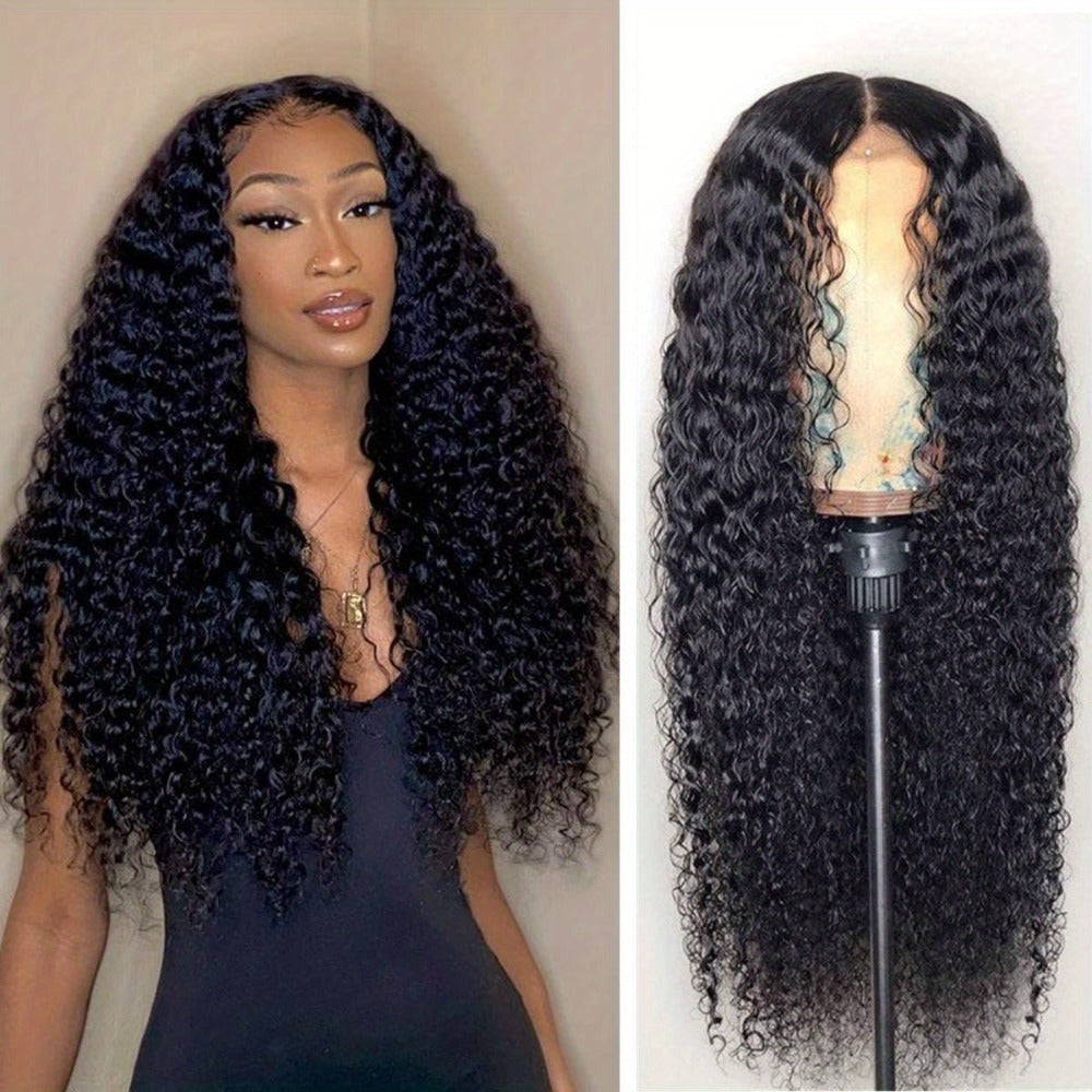 Body Wave Human-Hair 4x4 Lace Closure Wig in Black with Listed 180% Density and Five Length Options