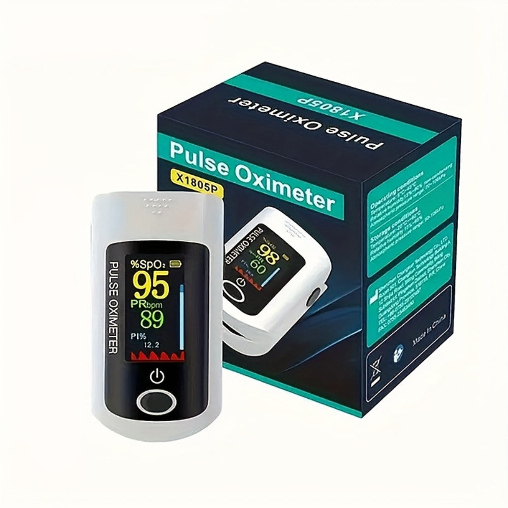 Fingertip Pulse Oximeter Blood Oxygen Monitor, SpO2, Heart Rate & Perfusion Index Display for Entryways, Bedrooms and Living Spaces
