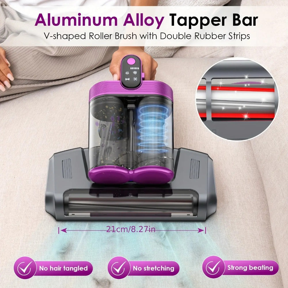 Mattress Vacuum Cleaner Handheld 16kPa Suction with UV Lamp & 80000RPM Soundwave Technology – Portable Dual Cup Bed Vacuum for Dust Mites