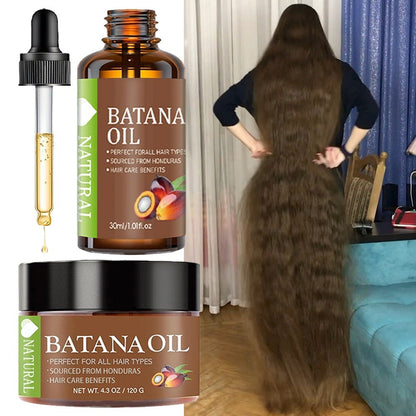 Batana Hair Oil 2-Piece Set, Natural Honduran Batana Oil 4.3oz + Batana Essential Oil 1.01oz, Deep Shine Boost