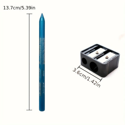 12-Piece Multicolor Eyeliner and Eye Shadow Pencil Set with Dual-Hole Sharpener and 13.7cm Pencils