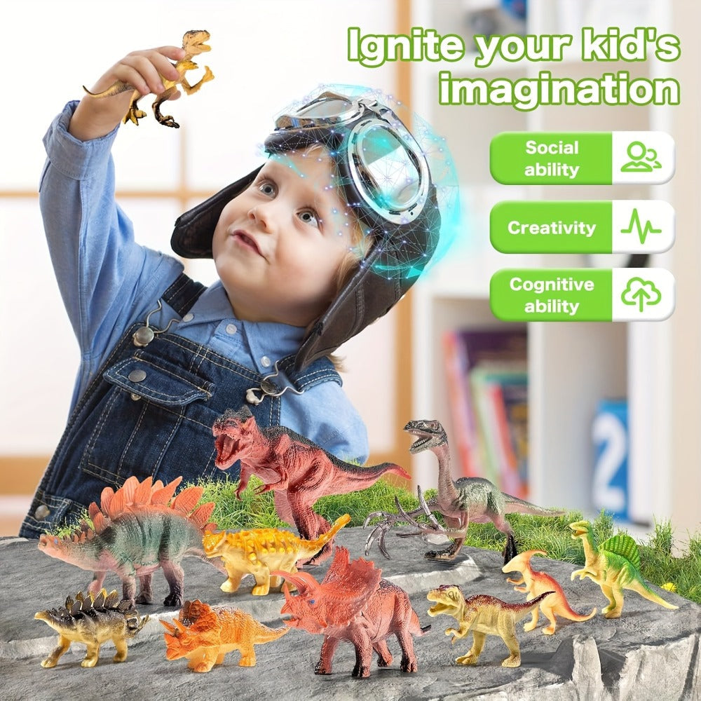 Dinosaur Toys for Boys 46pcs Realistic Jurassic Dinosaur Figures Set with Eggs, Trees & Fence