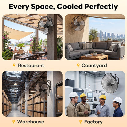Wall Mount Fan 18/20 Inch Metal High Velocity 3-Speed Oscillating Industrial Fan 3000CFM for Entryways, Bedrooms and Living Spaces