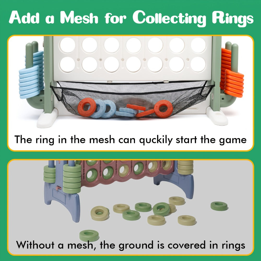 4-in-1 Giant Connect Four Game Set for Kids & Adults, Adjustable Height with Basketball Hoop, Golf Putting