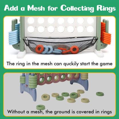 4-in-1 Giant Connect Four Game Set for Kids & Adults, Adjustable Height with Basketball Hoop, Golf Putting