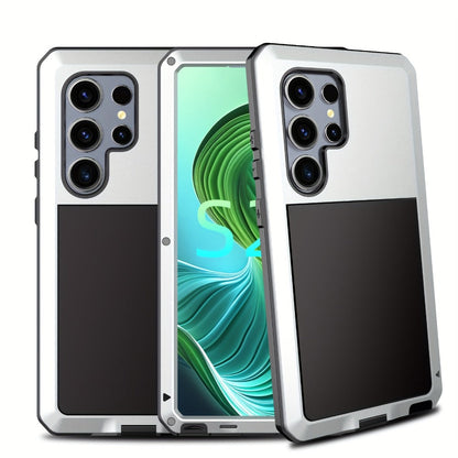 Phone Case with Metal Frame, Integrated Glass Screen Protector and S Pen Opening for Select Galaxy S23-S25 Models