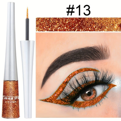 Glitter Liquid Eyeliner Set 16 Colors Waterproof Shimmer Metallic Eye Liner Pen Kit – Long-Lasting Smudge-Proof Sparkle Eye Makeup for Party