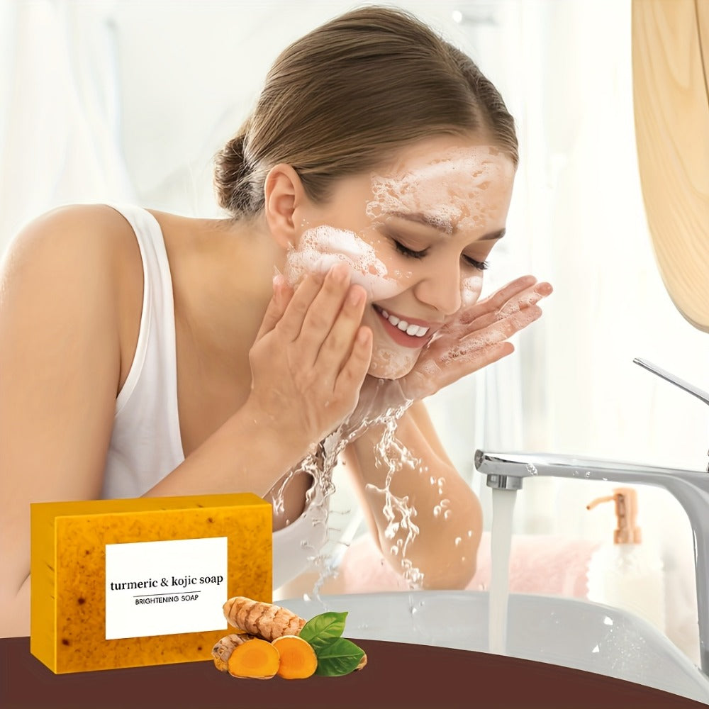 Kojic Acid Soap Bar 24-Pack Handmade – Lemon Turmeric Cold Process Bar Soap with Ginger Extract & Exfoliating Granules