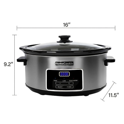 Digital Slow Cooker 6 & 7 Quart Programmable with Non-stick Ceramic Bowl, Countdown Timer & Keep