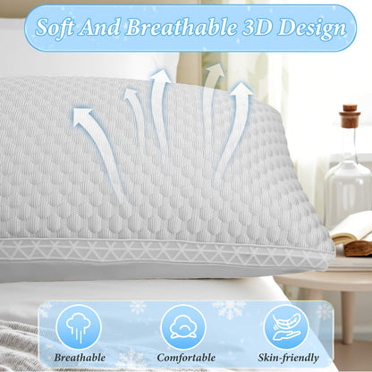 Bed Pillows 2 Pack for All Sleeping Positions, Premium Polyester Fill Pillow Set for Side Back Stomach Sleepers