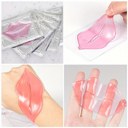 Fifteen Individually Wrapped Pink Lip-Shaped Gel Patches in Clear Rectangular Sachets with 15-Piece Count