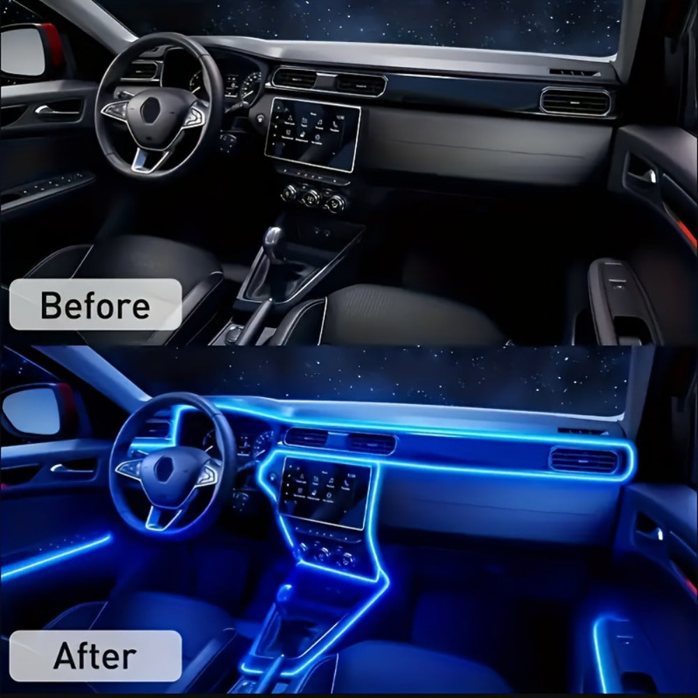 Car Interior Ambient Light Strip with 118-Inch Label, USB Connector, App Control and Music-Responsive Mode