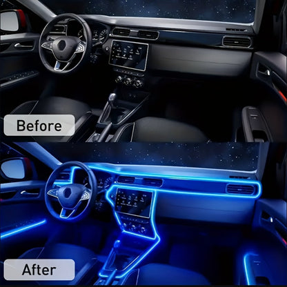Car Interior Ambient Light Strip with 118-Inch Label, USB Connector, App Control and Music-Responsive Mode