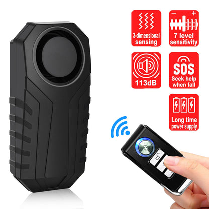 Motorcycle Alarm Anti-Theft 113dB – Wireless Remote, Adjustable Volume & Motion Sensitivity, Universal Handlebar Strap for Motorcycle