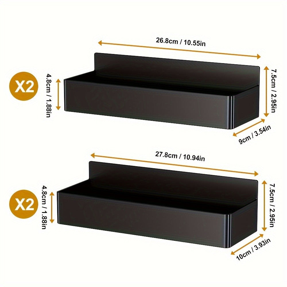 Magnetic Refrigerator Spice Rack Trays in Black or White with Two- or Four-Piece Set Options