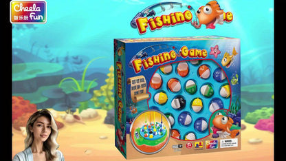 Kids Fishing Game with Rotating Board, 21 Fish & 4 Fishing Rods, Fast-Action Electronic Fishing Toy for Toddlers Ages 3+
