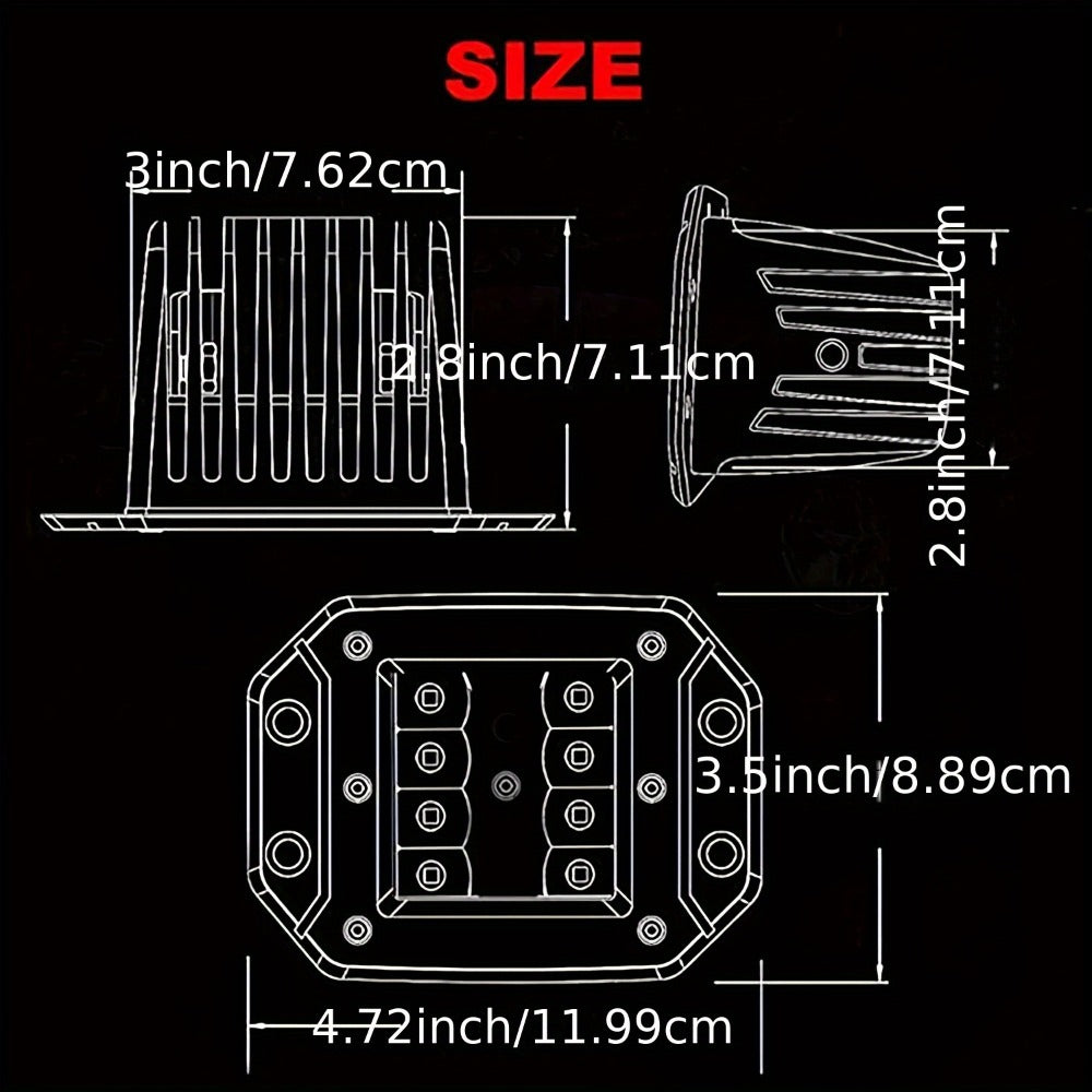 LED Pods 5 Inch 40W Flush Mount Off Road Work Lights – 2 Pack 12V 24V Spot Flood Combo Driving Lights for Truck SUV ATV Jeep 4x4 Pickup