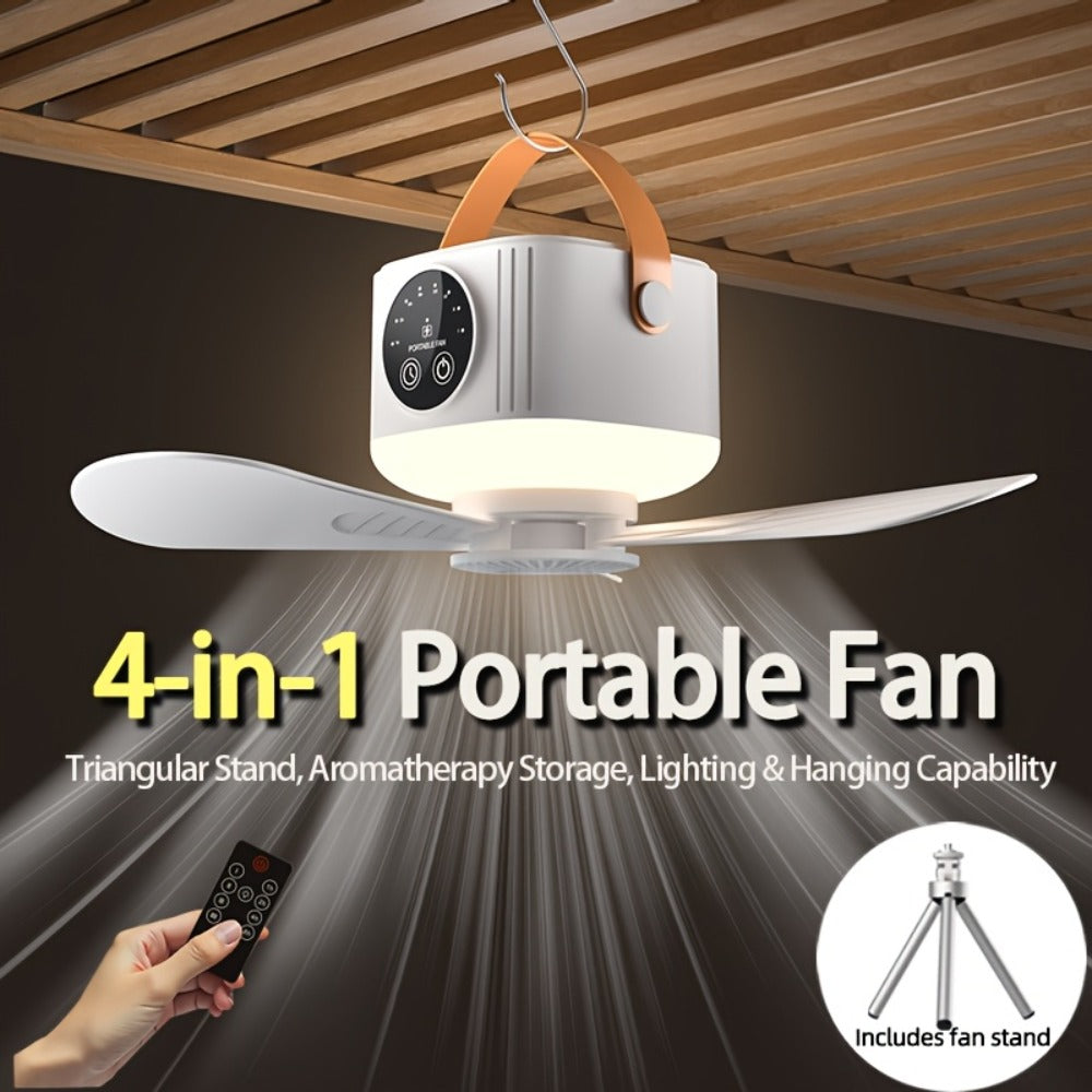 Portable Fan USB-Powered Hanging Tent Model with Remote Control, LED Light and Optional Triangular Stand
