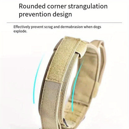 Tactical Dog Collar with Handle Quick-Release Metal Buckle Heavy Duty Nylon Wide Fit for Training Outdoor Adventures Medium Large Dogs M L