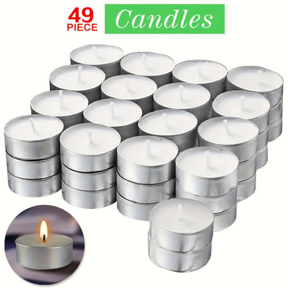 Tea Light Candles Unscented White – 49 or 99 Pack Smokeless Wax Tealights 2. Burn for Weddings, Christmas