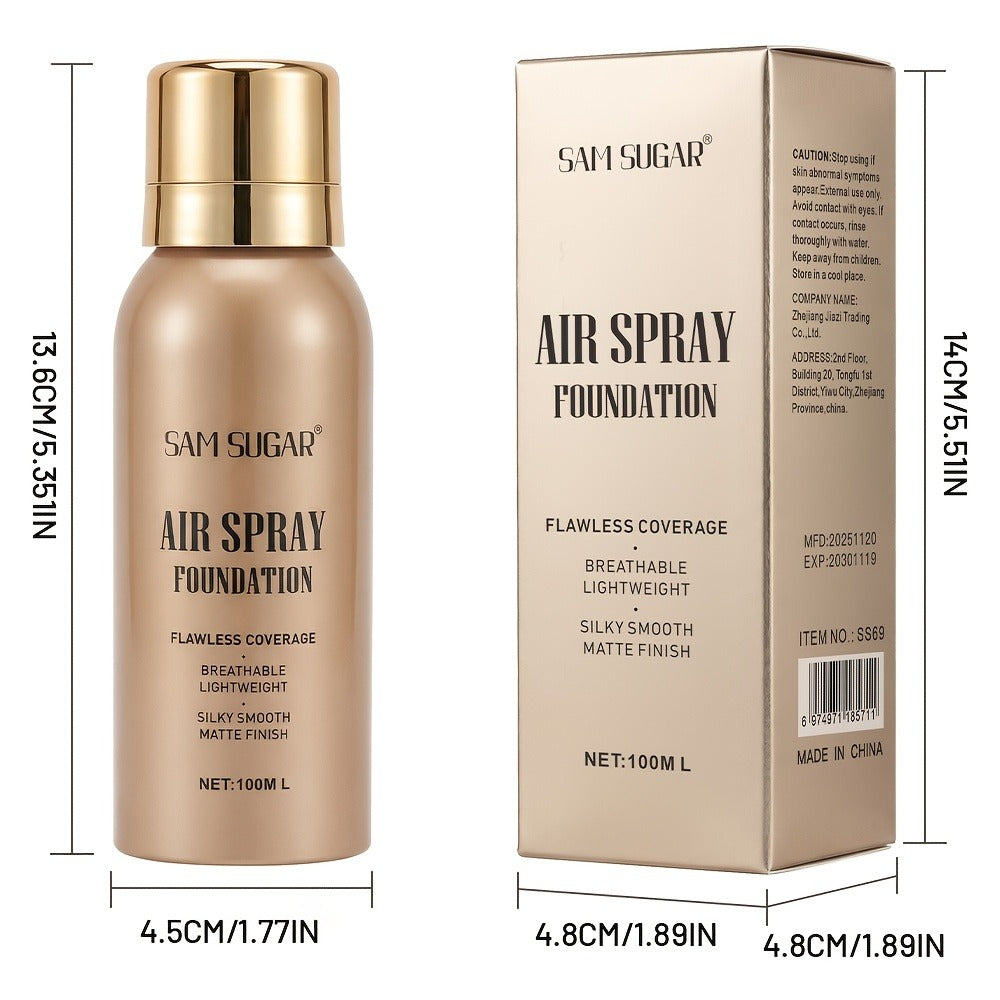 Air-Spray Liquid Foundation in Gold-Tone Bottle with Four Numbered Shade Options from 01 to 04