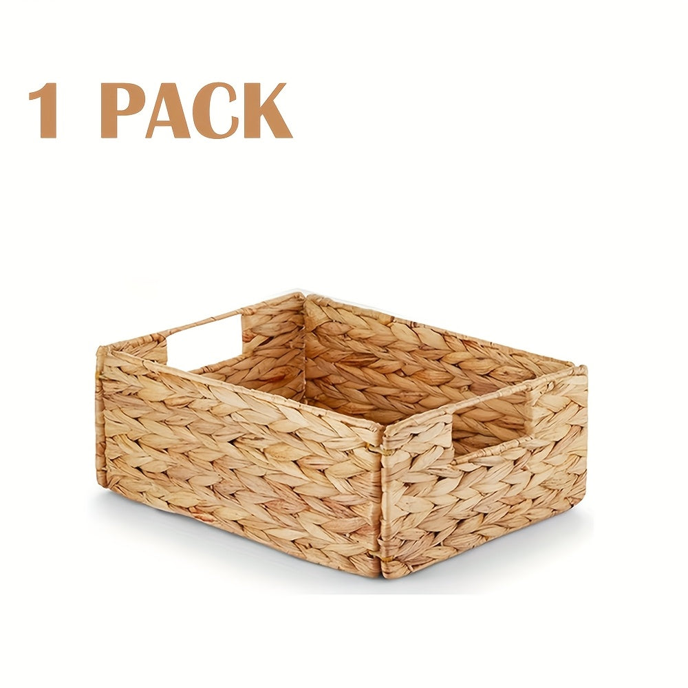 Water Hyacinth Pantry Storage Baskets with Chalkboard Labels, 9 x 12 x 5-Inch, 1- to 4-Pack