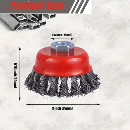 Wire Wheel Cup Brush 4 Inch Stainless Steel for Angle Grinder 2 Pack Metal Cleaning Rust Removal Paint Stripping Weld Cleaning Tool for DIY