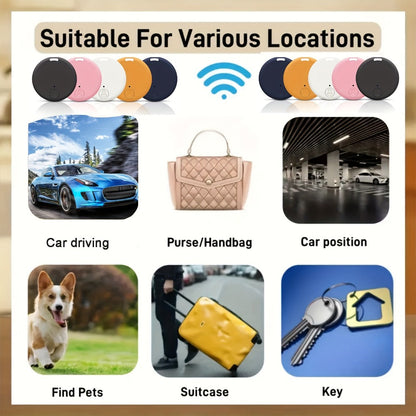 Six-Pack Round Bluetooth Key Finders in White, Black and Mixed Colors with App-Based Audible Locator
