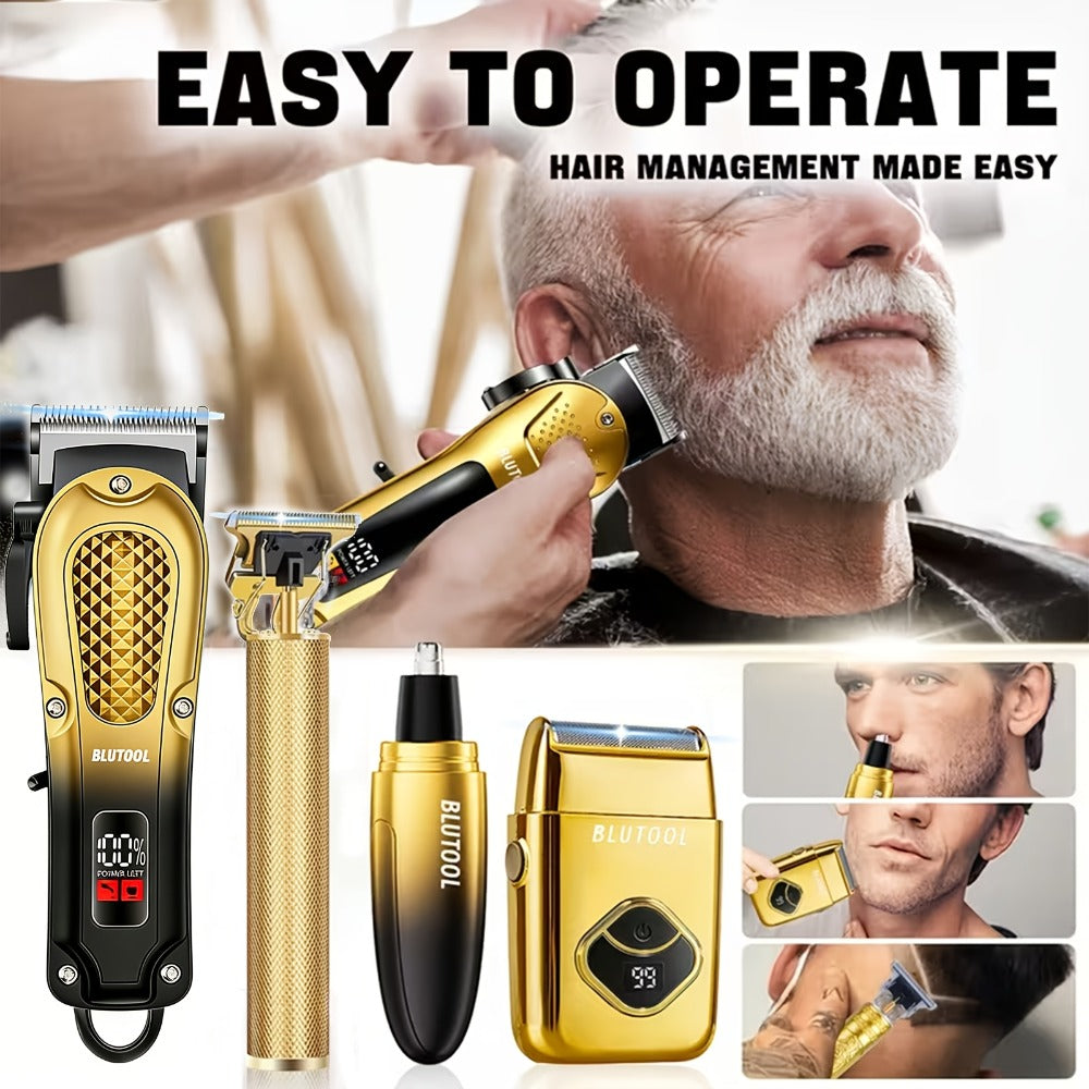 Multi-Piece Hair Clipper Kit for Men – USB Rechargeable Cordless Electric Trimmer Set, 2-Piece & 4-Piece Home Travel Barber Tool