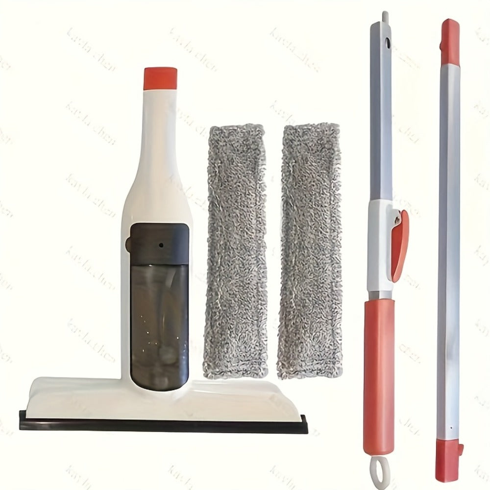 3-in-1 Glass Cleaning Kit with Durable Metal Pole & Scraper, Window Cleaner Tool for High Windows Shower Doors Car Windshields