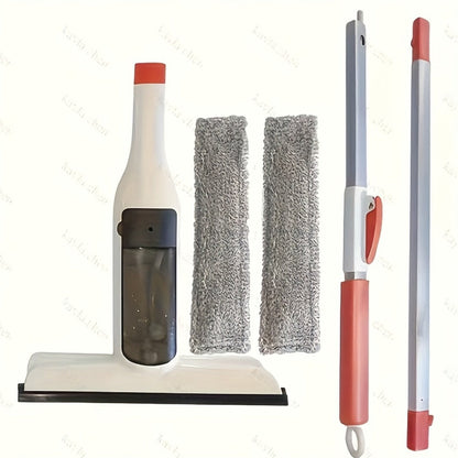 3-in-1 Glass Cleaning Kit with Durable Metal Pole & Scraper, Window Cleaner Tool for High Windows Shower Doors Car Windshields