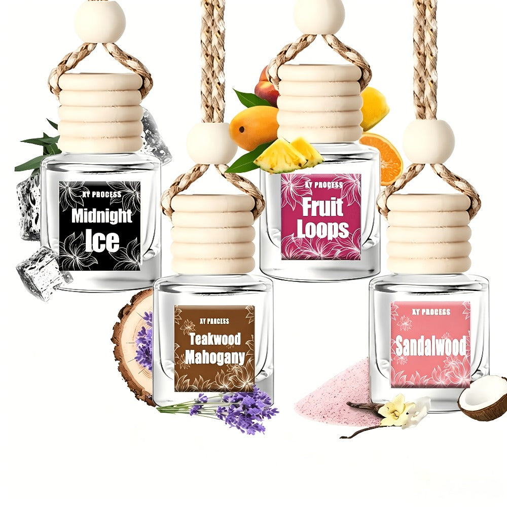 Car Air Freshener X&Y Four-Bottle Hanging Diffuser Gift Set with Eight available Style and Collection Options