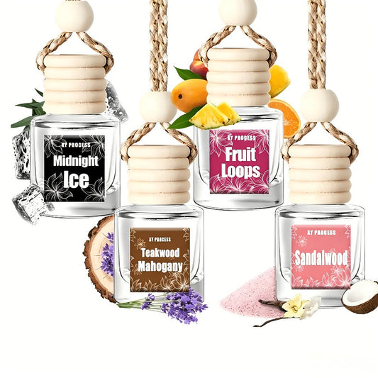 Car Air Freshener X&Y Four-Bottle Hanging Diffuser Gift Set with Eight available Style and Collection Options