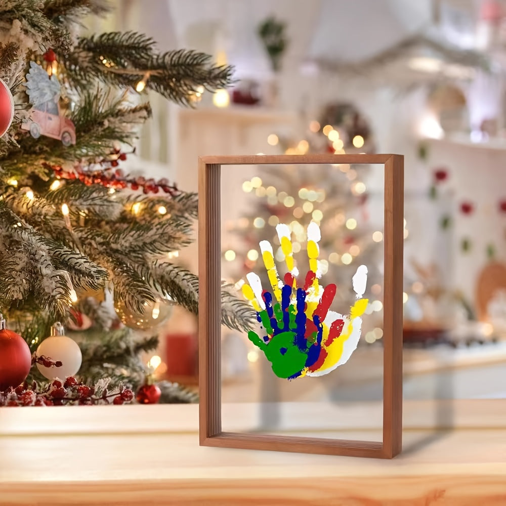 Family Handprint Kit with 4 Slots & 6 Colors, Memory Frame Keepsake Gift for Entryways, Bedrooms and Living Spaces