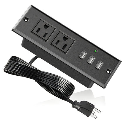 Recessed Power Strip Flush Mount Desk Outlet - 2 AC Outlets & 3 USB-A Ports for an Everyday Personal Care Routine