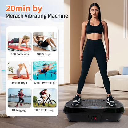 Vibration Plate Exercise Machine 120 Speed Levels – 5 Resistance Bands, LCD Display, Remote Control, 3 Workout Programs