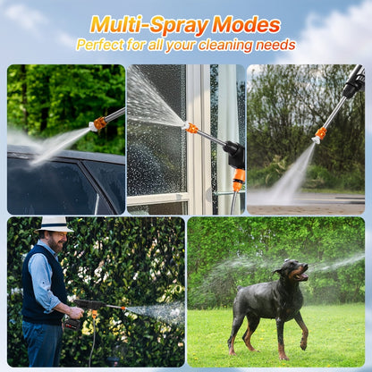 Cordless Pressure Washer 300W – 6-in-1 Nozzle, 1.3GPM Handheld Car Wash Gun with 15000mAh Battery, 60-Min Runtime for Car, Home