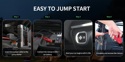 8000A Jump Starter with Air Compressor – 12V Portable Jump Box for Gas & Diesel Cars, USB Ports & LED Flashlight | Up to 8.0L Gas & 6.5L