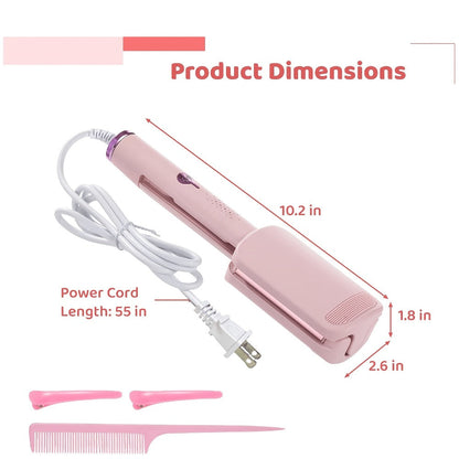 Hair Curling Iron 1.25 Inch - Beach Wave Curling Wand with Dual Voltage, Deep Wave Barrel, Anti-Frizz Ceramic Coating