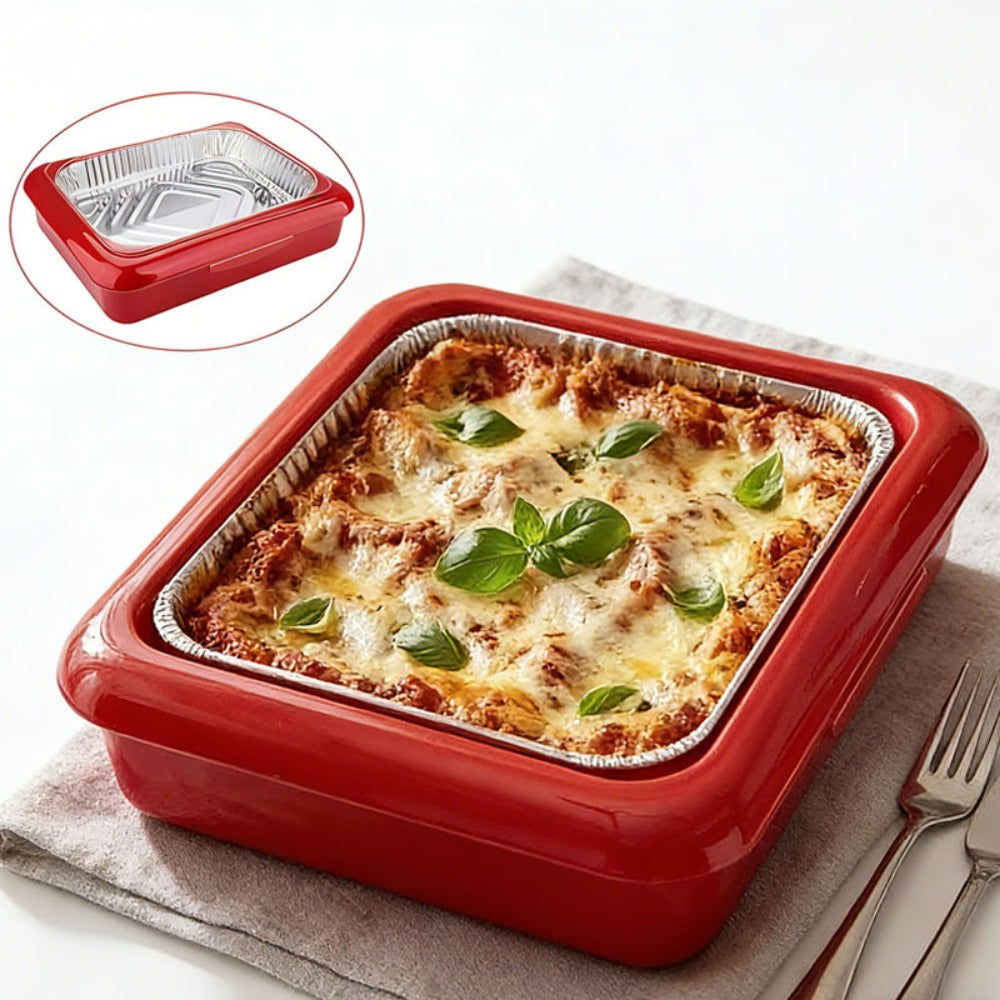 Aluminum Foil Tray with Lid - Insulated Stackable BBQ & Salad Serving Container for Outdoor Picnic